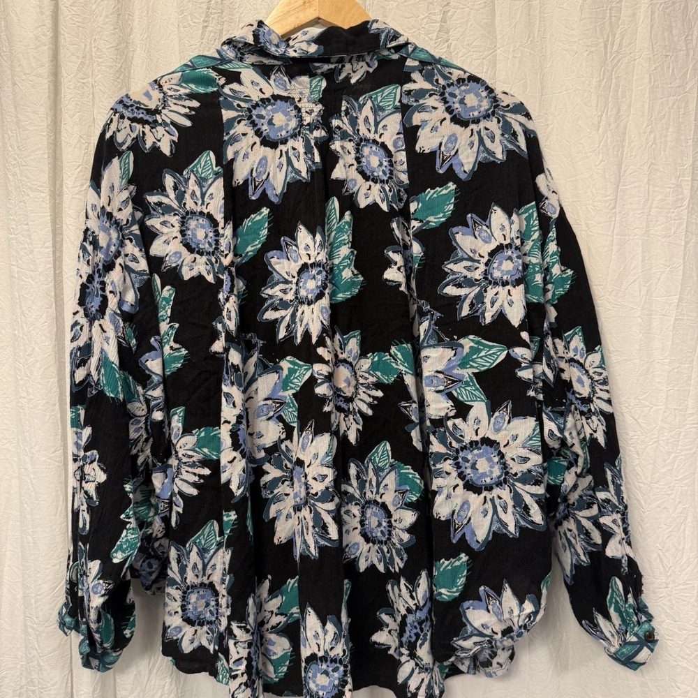 Free People Womens Good Vibrations Sunflower Print Boho Oversized Top Size Small - Picture 9 of 14